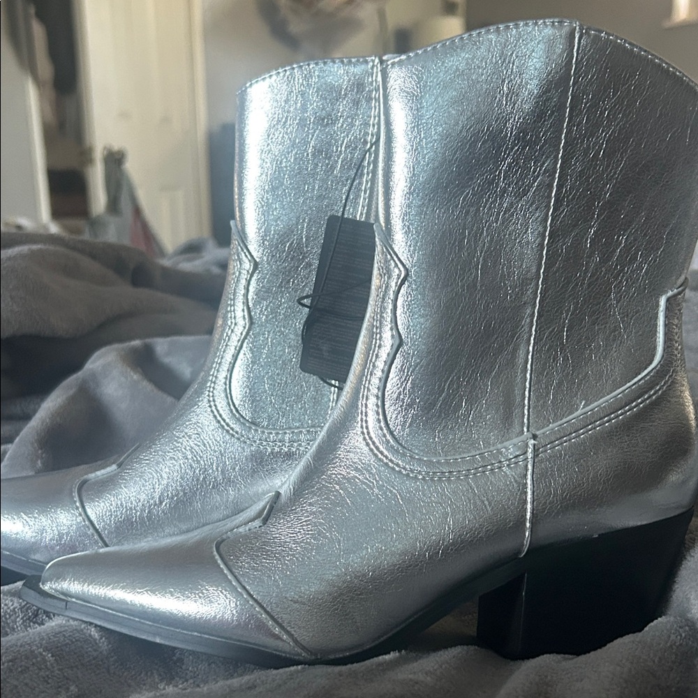 Forever 21 Metallic Silver Ankle Boots